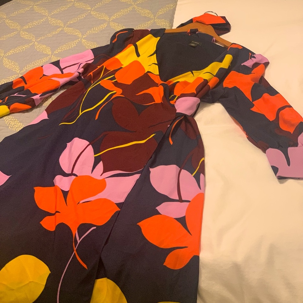 70s Inspired Floral Wrap Dress